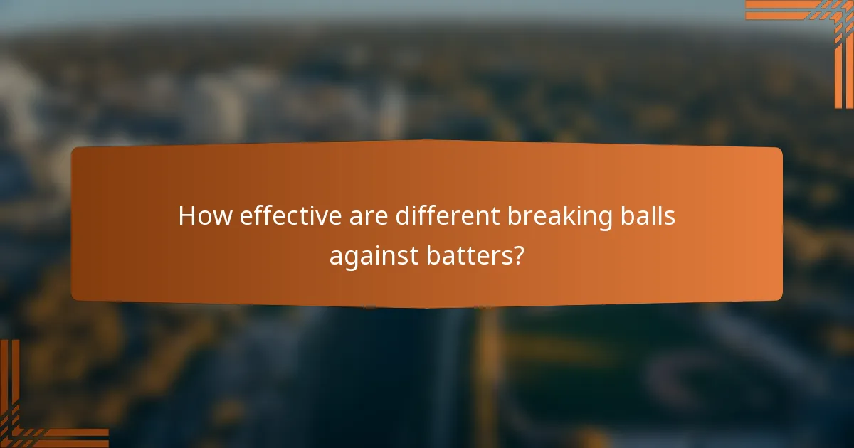 How effective are different breaking balls against batters?